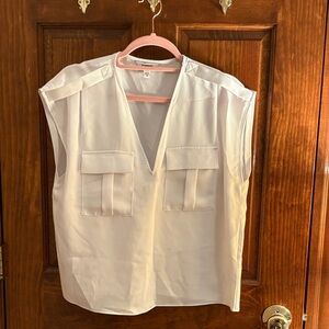 Express White V-Neck Sleeveless Top